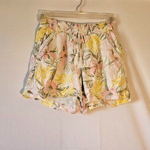 Briggs Linen Blend Shorts Size L Floral Print